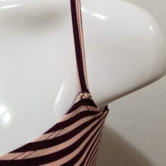 Forever 21 bodysuit Small striped sleeveless strappy caged back ruched bust - Picture 6 of 13